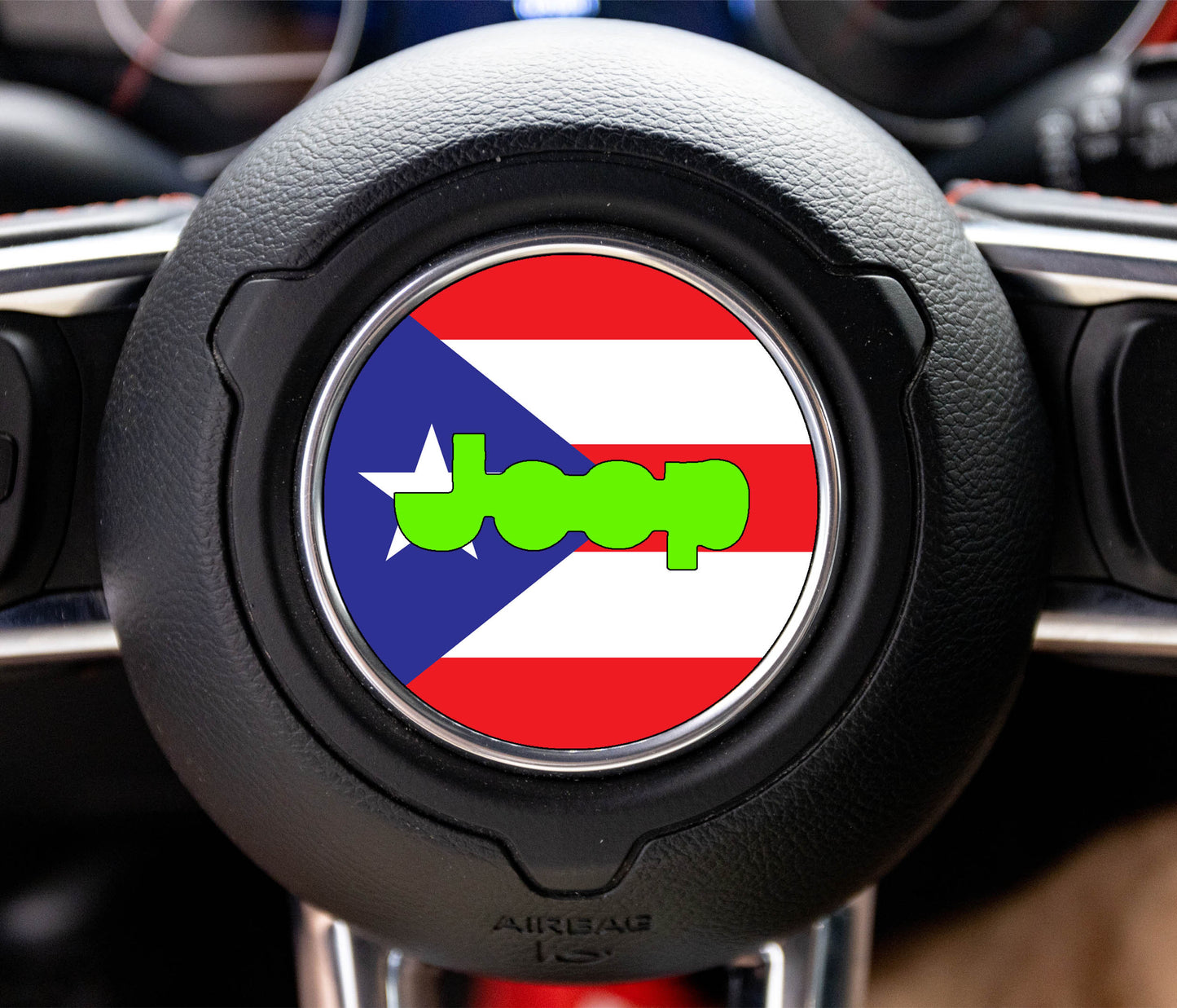 Puerto Rico Flag Steering Wheel Decal Overlay Accessory for Jeep Vehicles