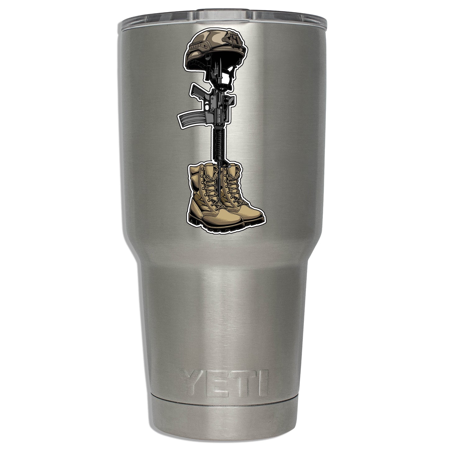 Fallen Soldier Memorial Cross Vinyl Sticker | Patriotic Military Tribute Decal for Car, Laptop, Window, Tumbler | Veteran Remembrance Gift