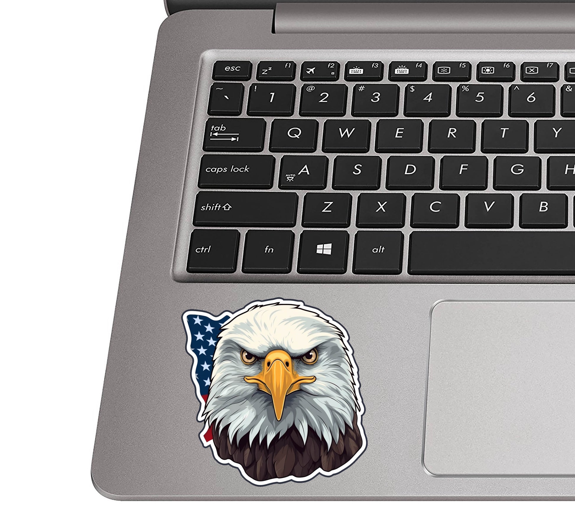 Bald Eagle Head with American Flag Waterproof Vinyl Sticker Patriotic Design for Cars Windows Laptops Durable Custom Graphic