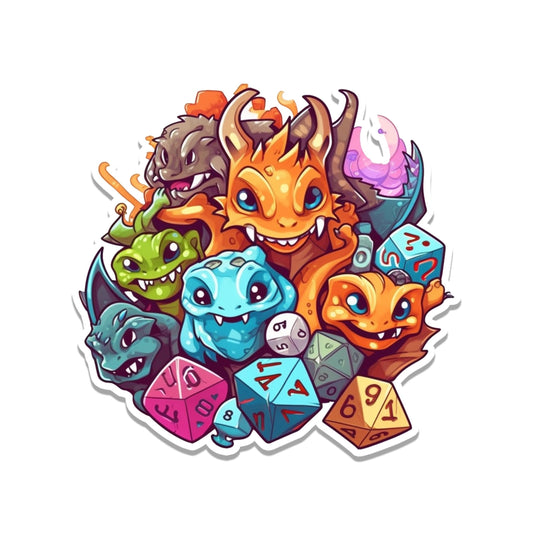 Role Playing Dice and Dragons Vinyl Sticker