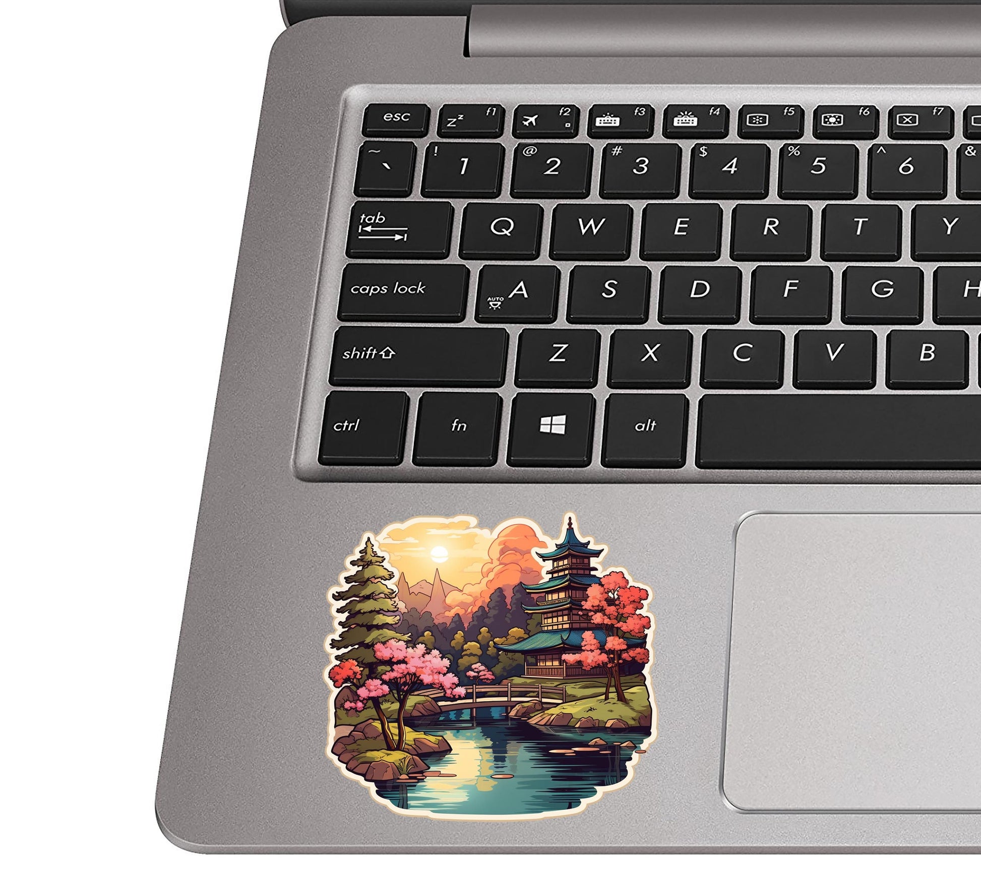 Japanese Garden Vinyl Sticker | Serene Aesthetic Travel Decal for Laptop, Suitcase, Water Bottle, Car, Luggage Tag, Gift for Nature Lovers