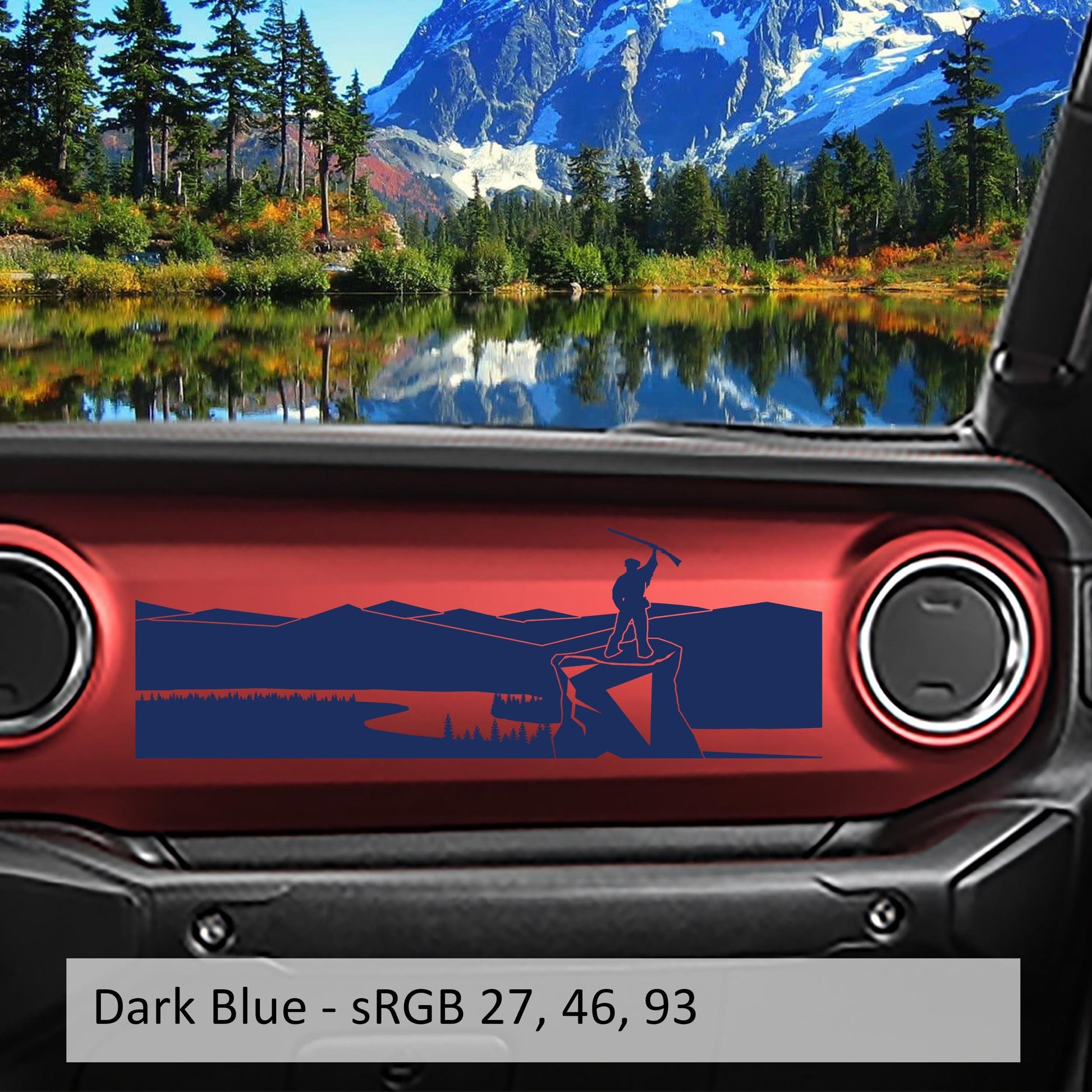 Mountaineer River View Dashboard Decal | Fits Jeep Wrangler JL & Gladiator JT | Vinyl Nature Overlay for Jeep Interior