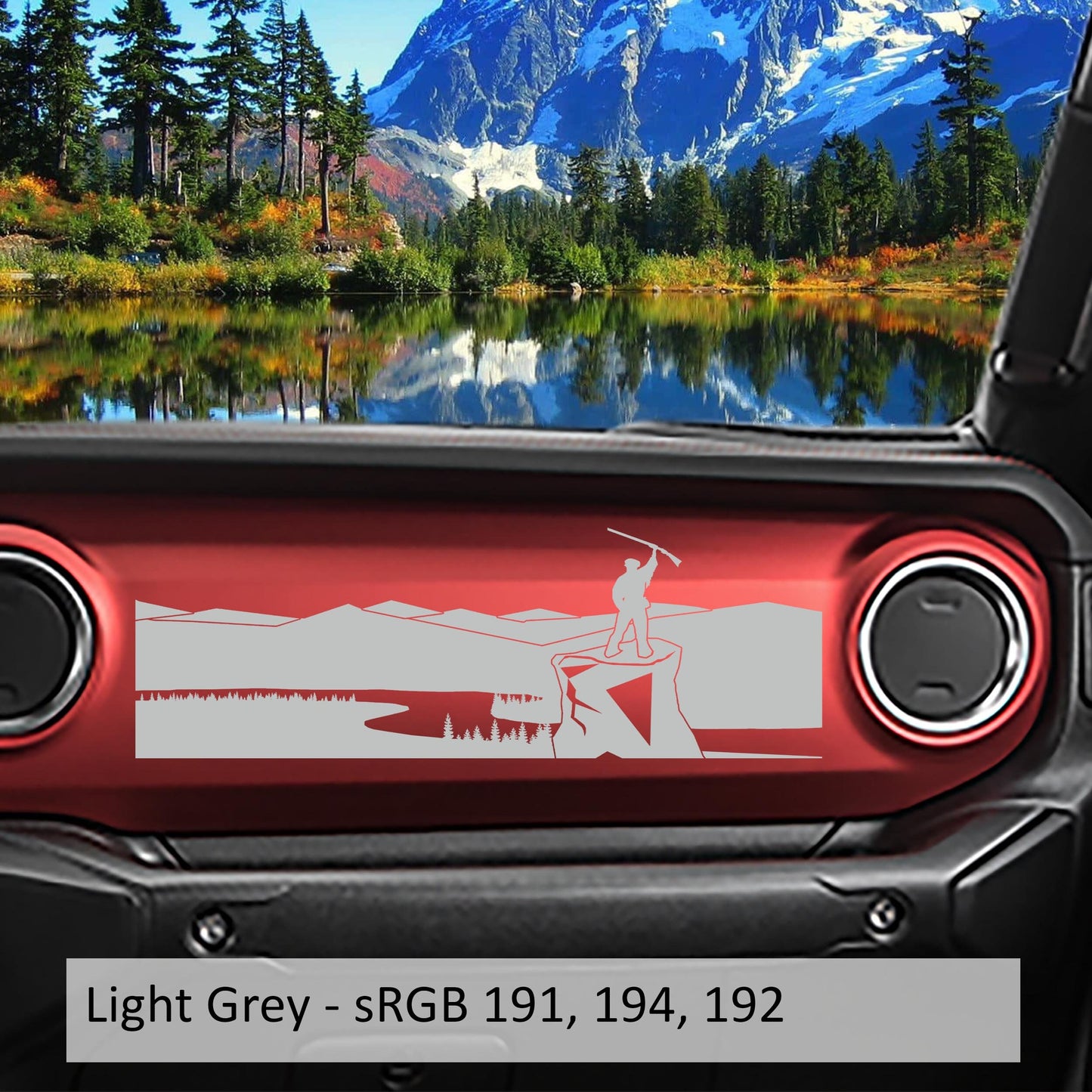 Mountaineer River View Dashboard Decal | Fits Jeep Wrangler JL & Gladiator JT | Vinyl Nature Overlay for Jeep Interior