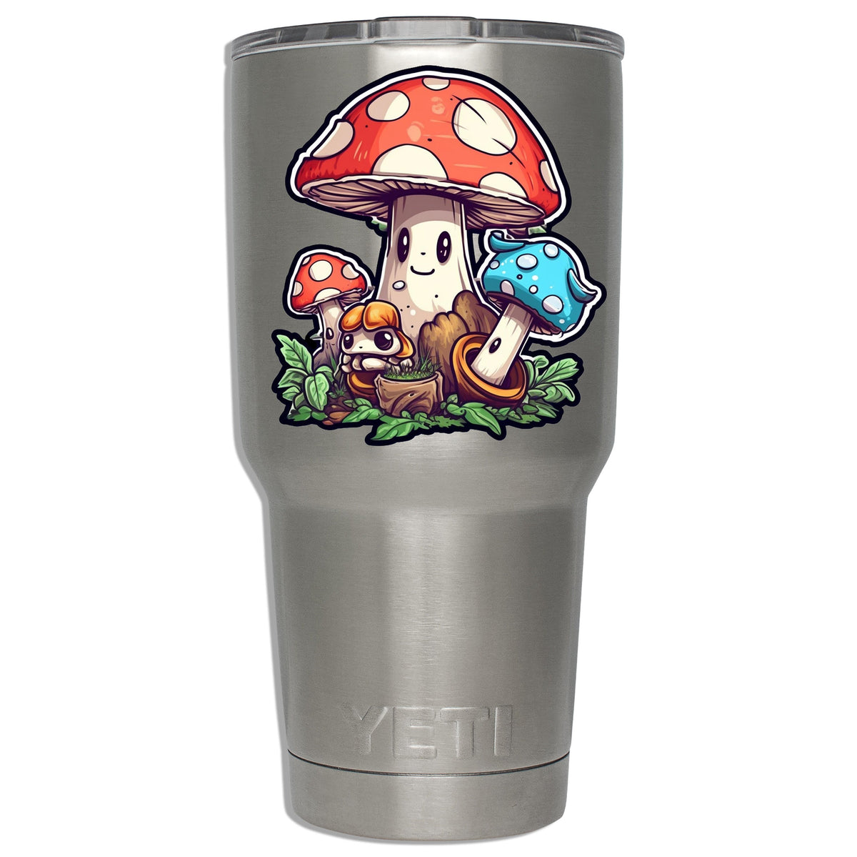 Happy Mushrooms Playing Video Games Vinyl Sticker