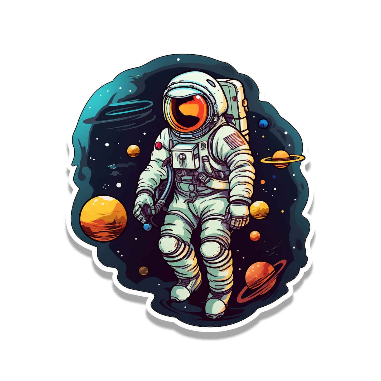 Sci-Fi Astronaut Floating In Space Vinyl Sticker