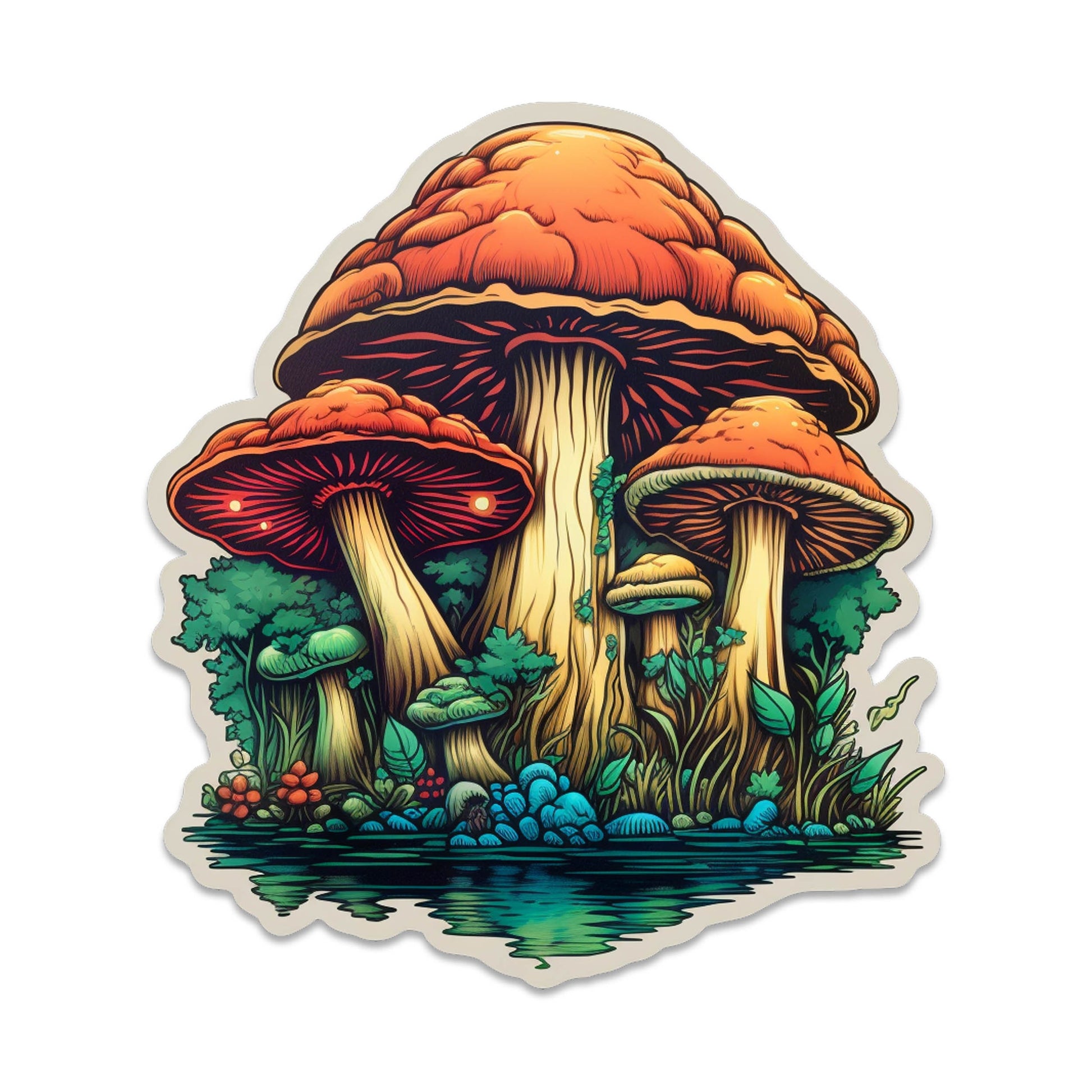 Trippy Mushroom Reflection Vinyl Sticker