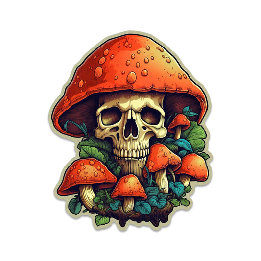 Poisonous Skull Mushroom Patch Vinyl Sticker