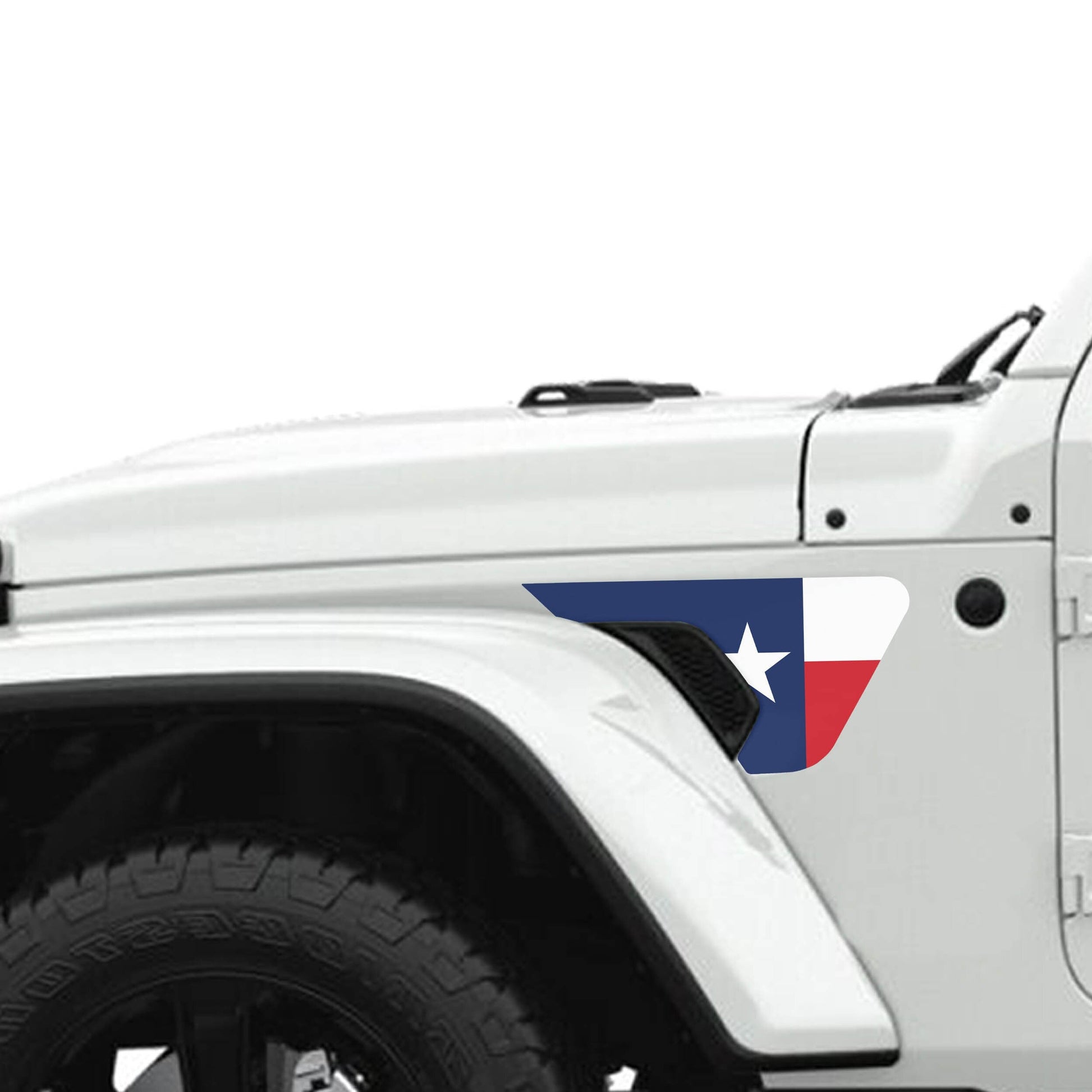 Texas Lone Star State Flag 2pc Vinyl Fender Decal Set - Fits Jeep Wrangler JL/Jeep Gladiator JT 2018+