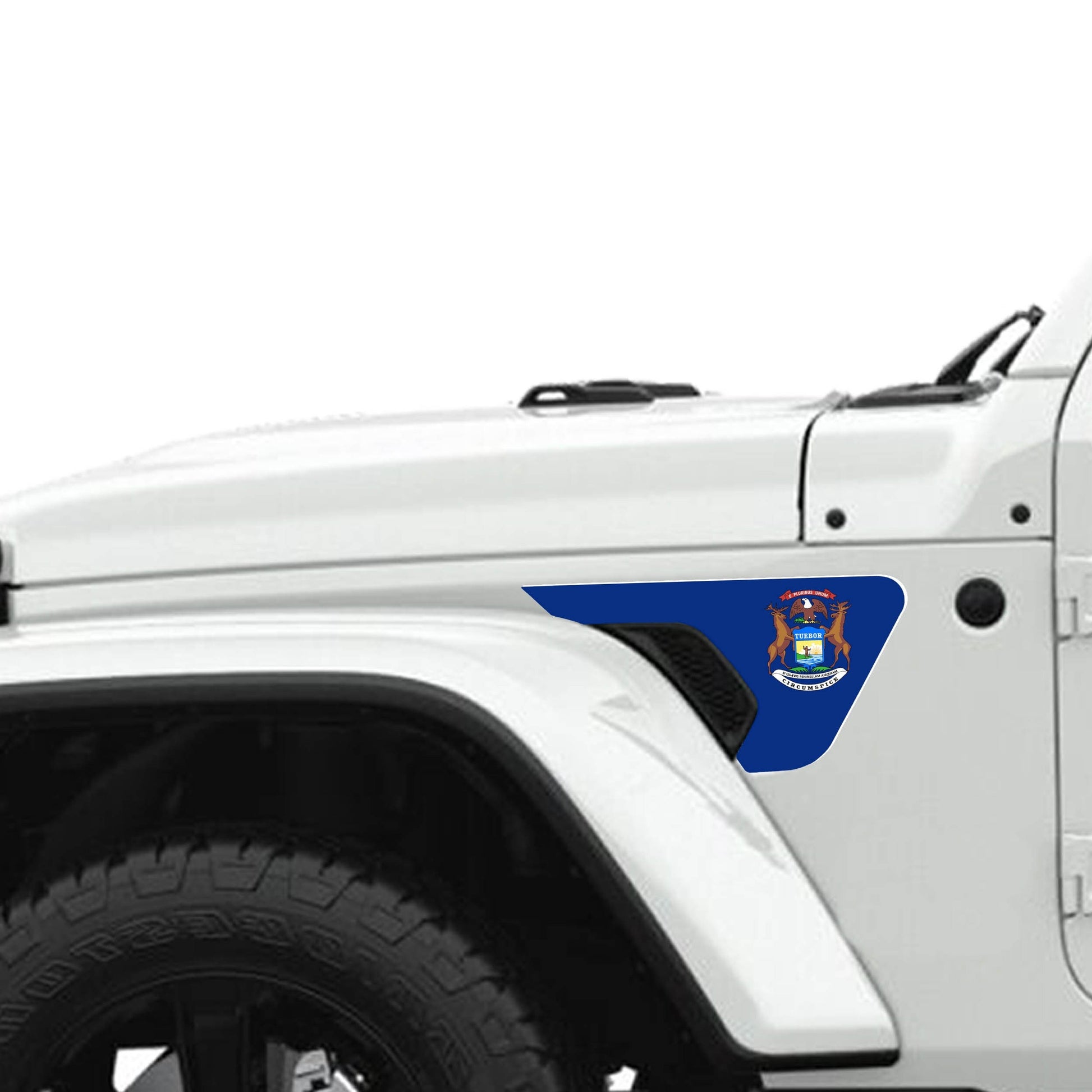 Michigan State Flag 2pc Vinyl Fender Decal Set - Fits Jeep Wrangler JL/Jeep Gladiator JT 2018+