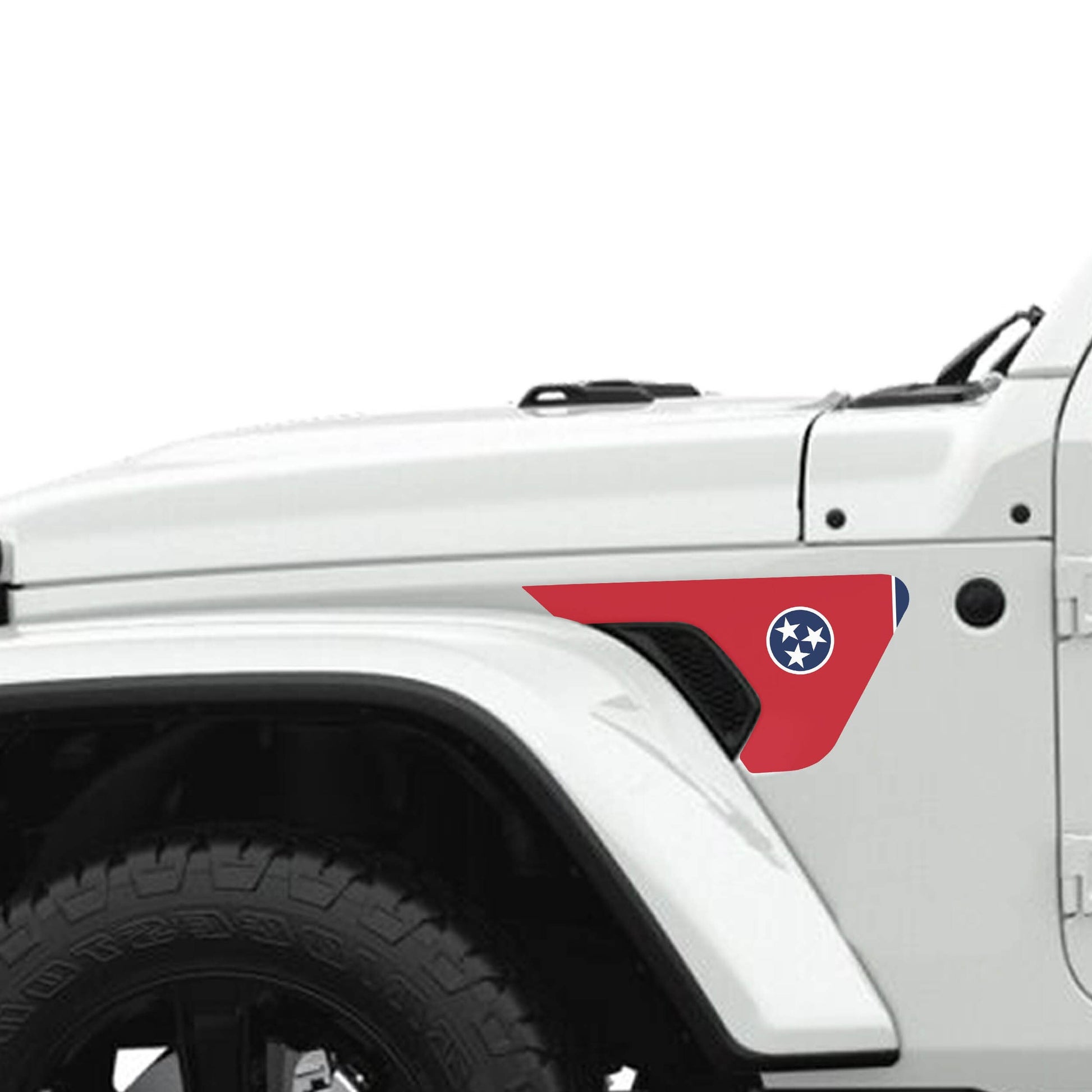 Tennessee State Flag 2pc Vinyl Fender Decal Set - Fits Jeep Wrangler JL/Jeep Gladiator JT 2018+