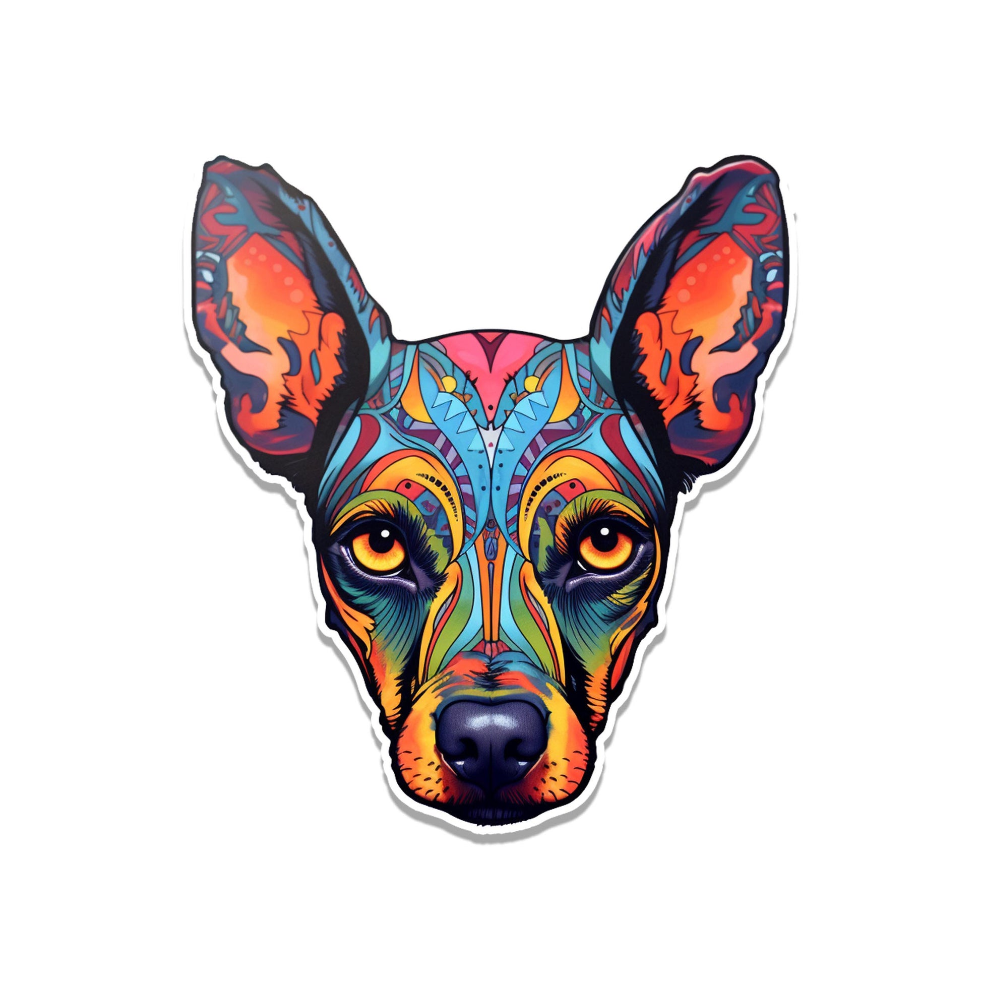 Doberman Pinscher Colorful Sugar Skull Waterproof Vinyl Sticker Unique Design for Laptops Cars Water Bottles Durable Gift