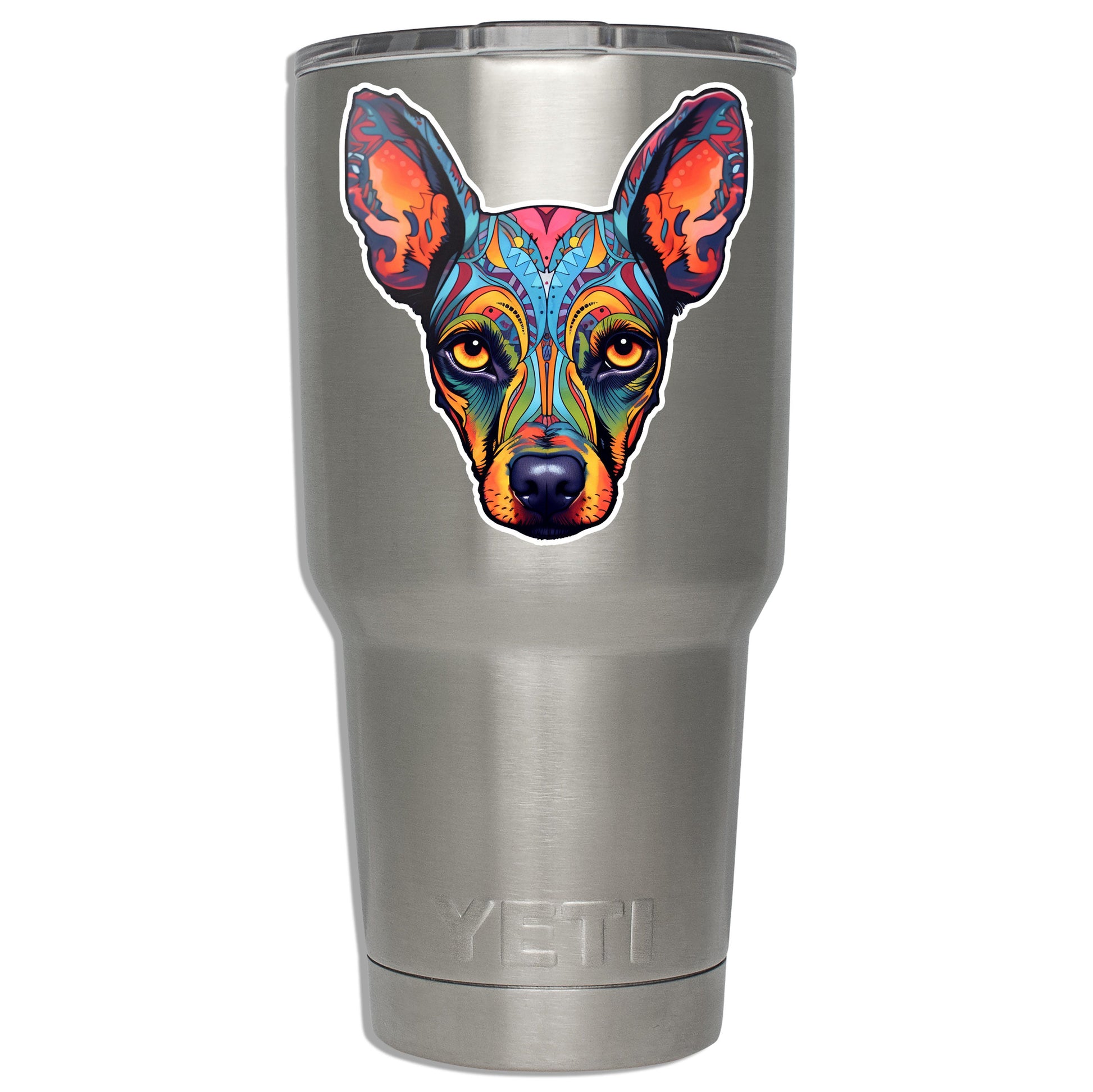 Doberman Pinscher Colorful Sugar Skull Waterproof Vinyl Sticker Unique Design for Laptops Cars Water Bottles Durable Gift