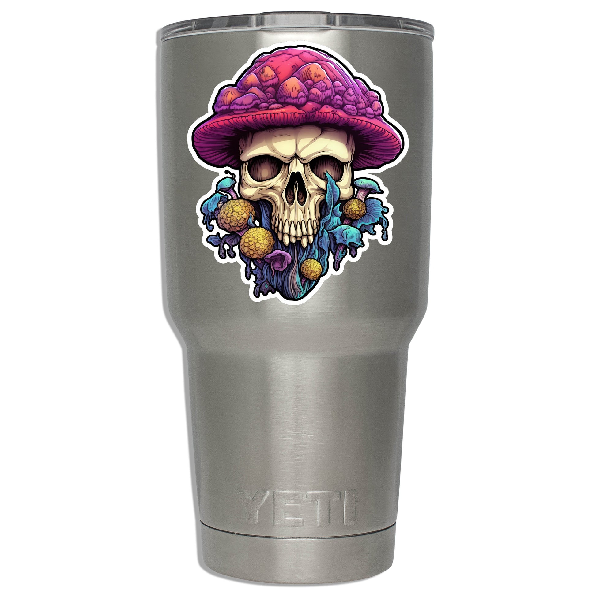 Skull With a Vibrant Mushroom Hat Vinyl Sticker