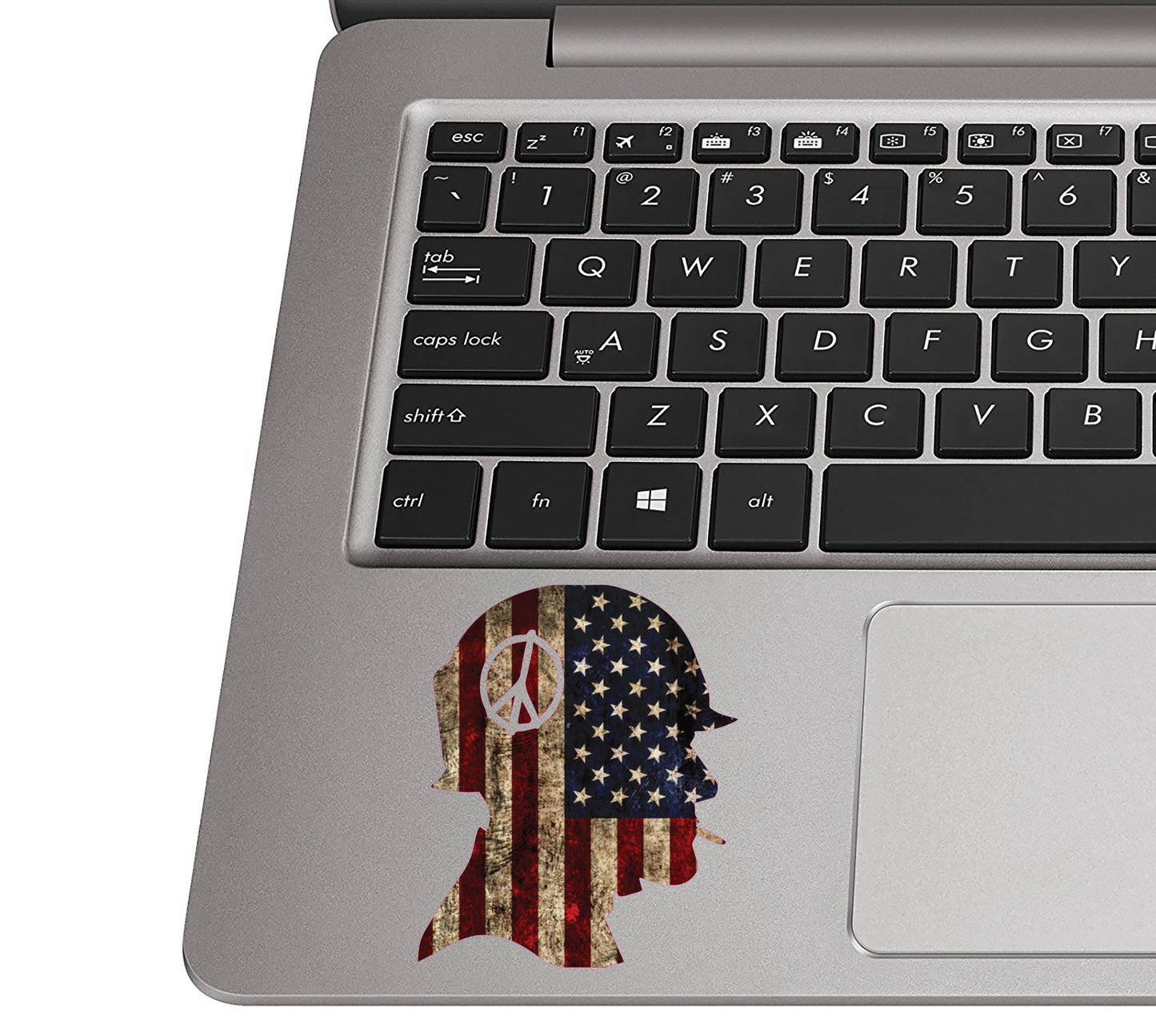 Rustic American Flag Vietnam Army Soldier Peace Symbol Waterproof Vinyl Sticker Patriotic Design for Cars Laptops Windows
