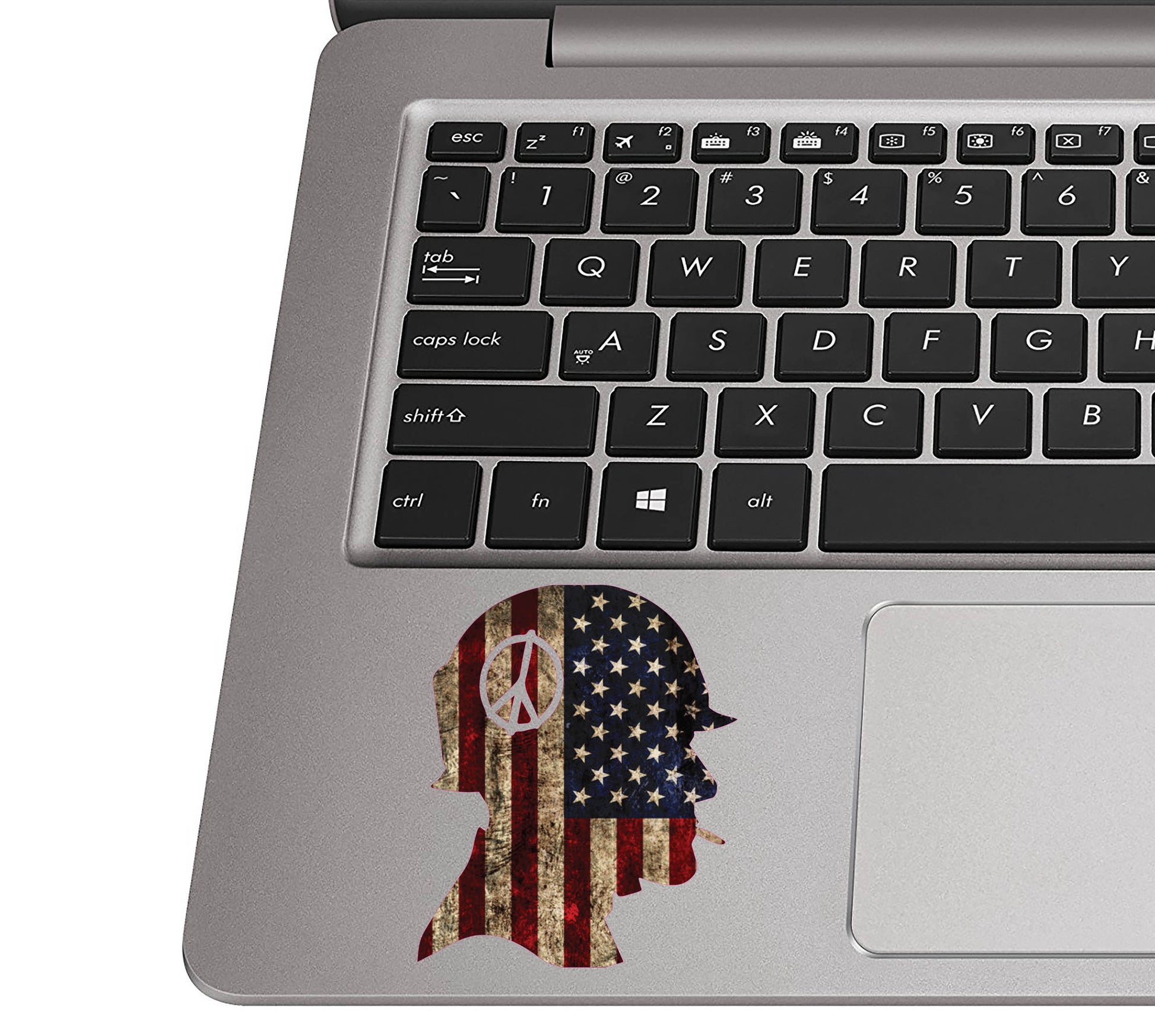 Rustic American Flag Vietnam Army Soldier Peace Symbol Waterproof Vinyl Sticker Patriotic Design for Cars Laptops Windows