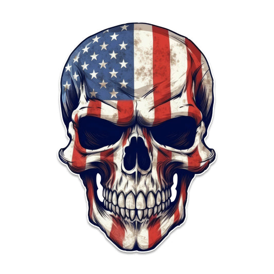 Skull with American Flag Vinyl Decal Sticker | Patriotic Skull Decal for Jeep, Truck, Laptop, Cooler, Tumbler | USA Freedom Graphic