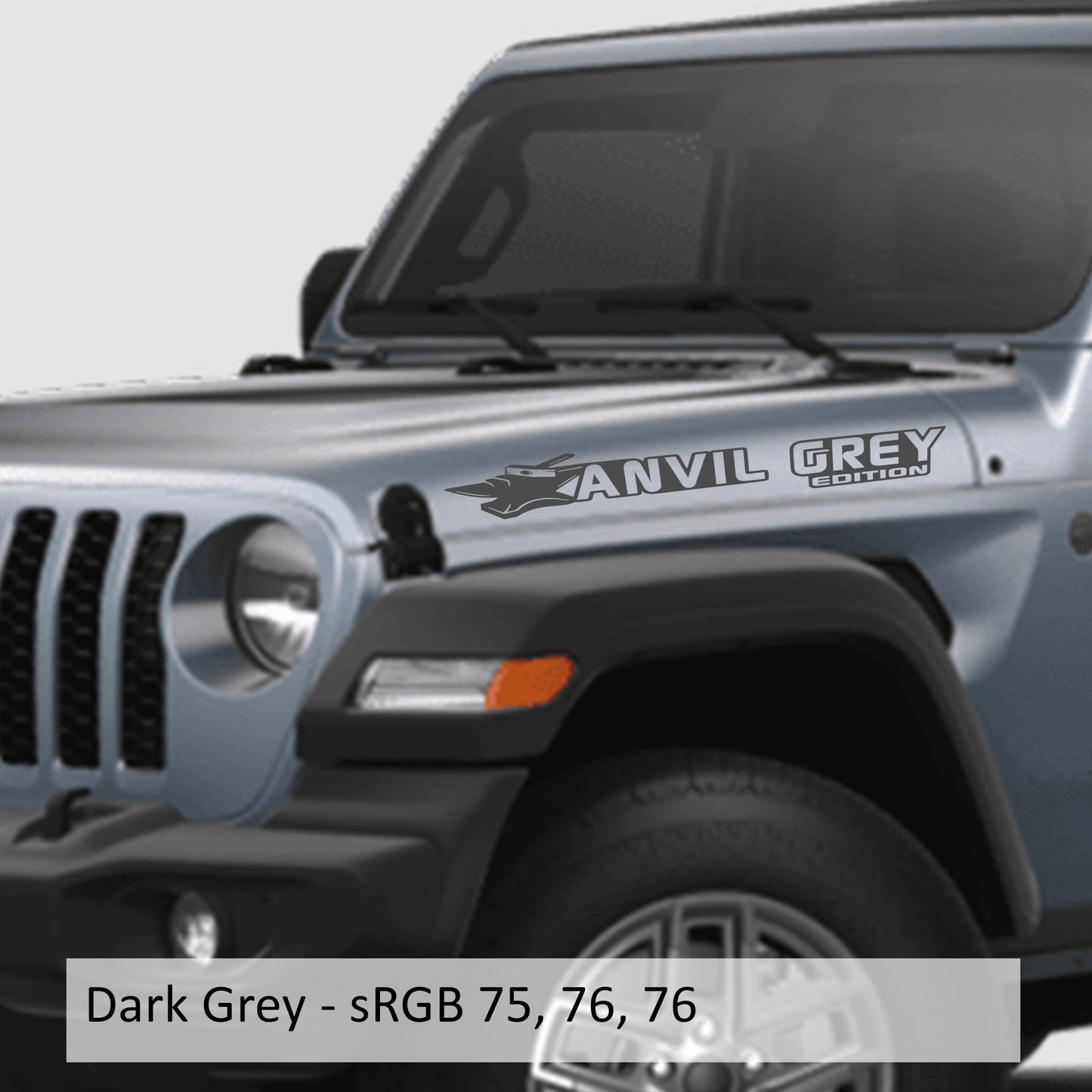 Anvil Grey Edition Vinyl Transfer Hood Decals, Custom Off-Road Graphics for Jeep Wrangler JL and Gladiator JT, Durable Unique Design