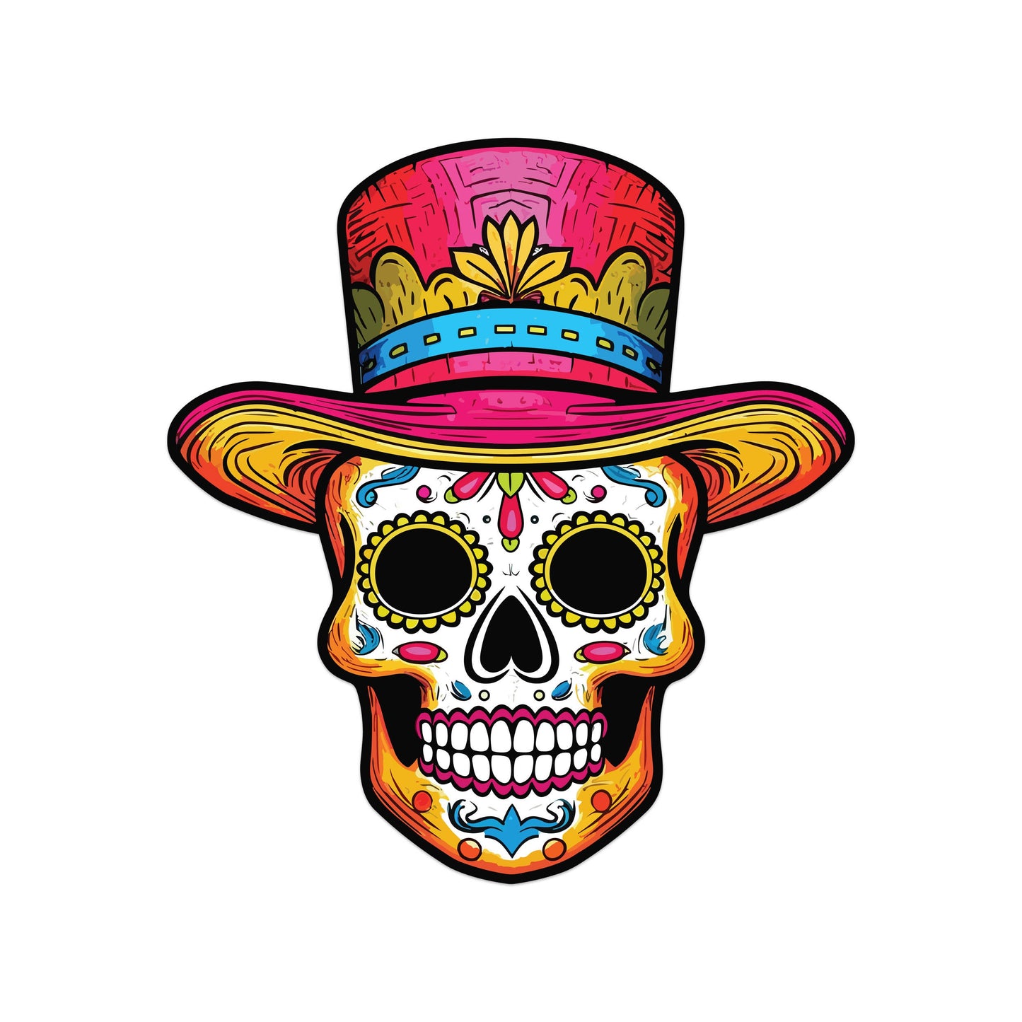 Cinco De Mayo Top Hat Sugar Skull Vinyl Sticker