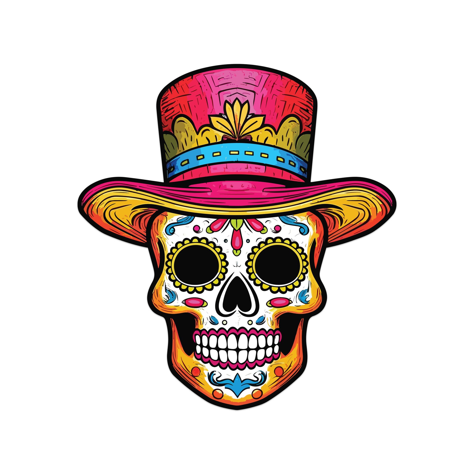 Cinco De Mayo Top Hat Sugar Skull Vinyl Sticker