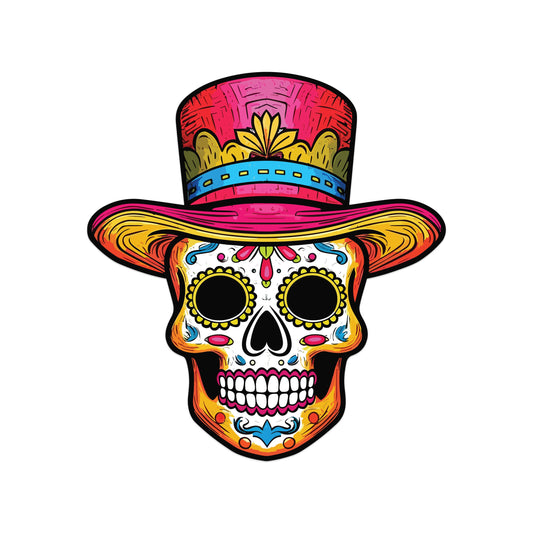 Cinco De Mayo Top Hat Sugar Skull Vinyl Sticker
