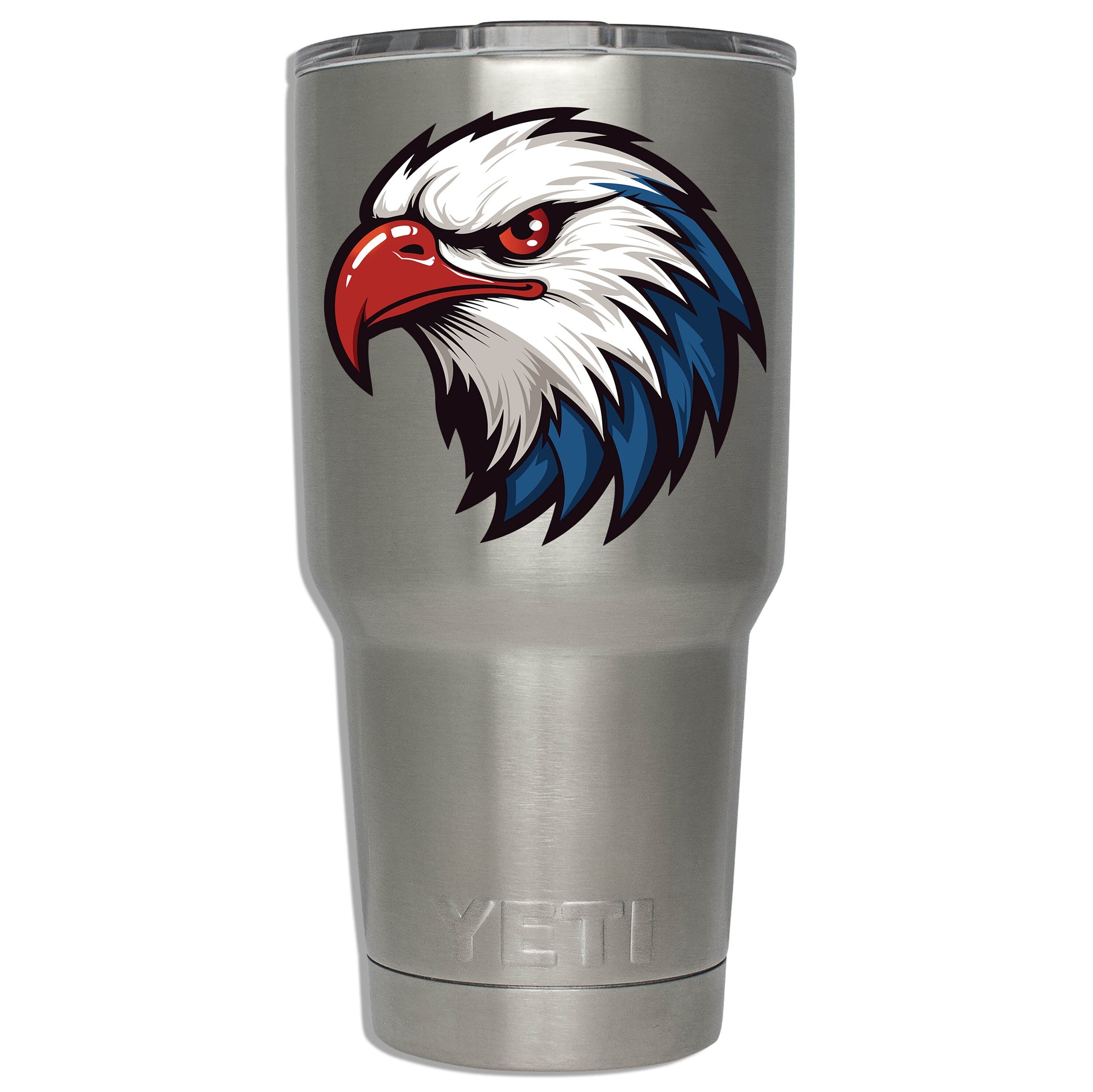 Red White & Blue Bald Eagle Head Waterproof Vinyl Sticker Patriotic Design for Cars Windows Laptops Durable Graphic