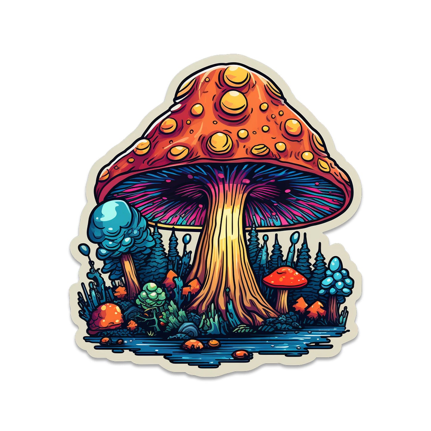 Trippy Mushroom Patch Vinyl Sticker