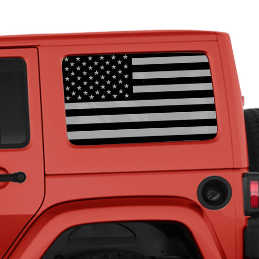 American Flag JKU Hardtop Window Decal Set - Fits Jeep Wrangler JKU 2007 - 2018