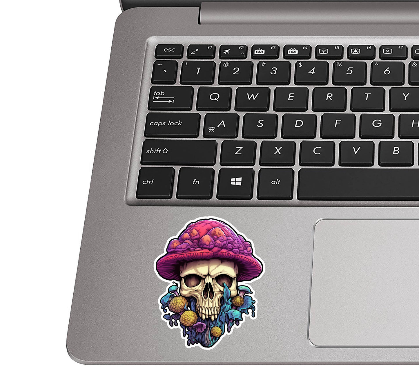 Skull With a Vibrant Mushroom Hat Vinyl Sticker