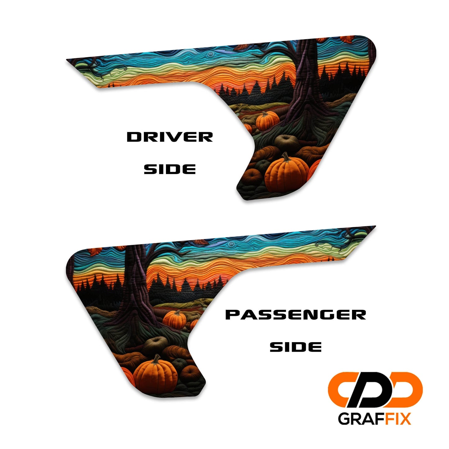 Halloween Stitched Scene 2pc Vinyl Fender Decal Set - Fits Jeep Wrangler JL/Jeep Gladiator JT 2018+