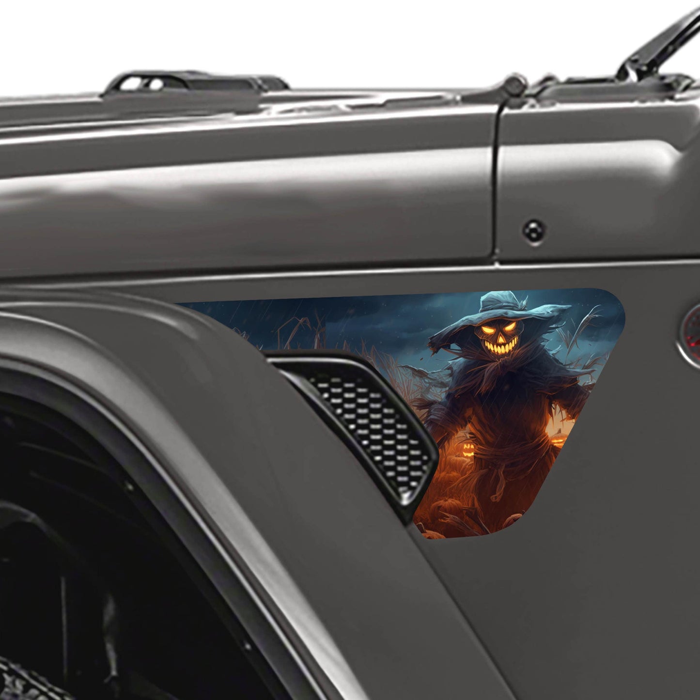 Spooky Scarecrow 2pc Vinyl Fender Decal Set - Fits Jeep Wrangler JL/Jeep Gladiator JT 2018+