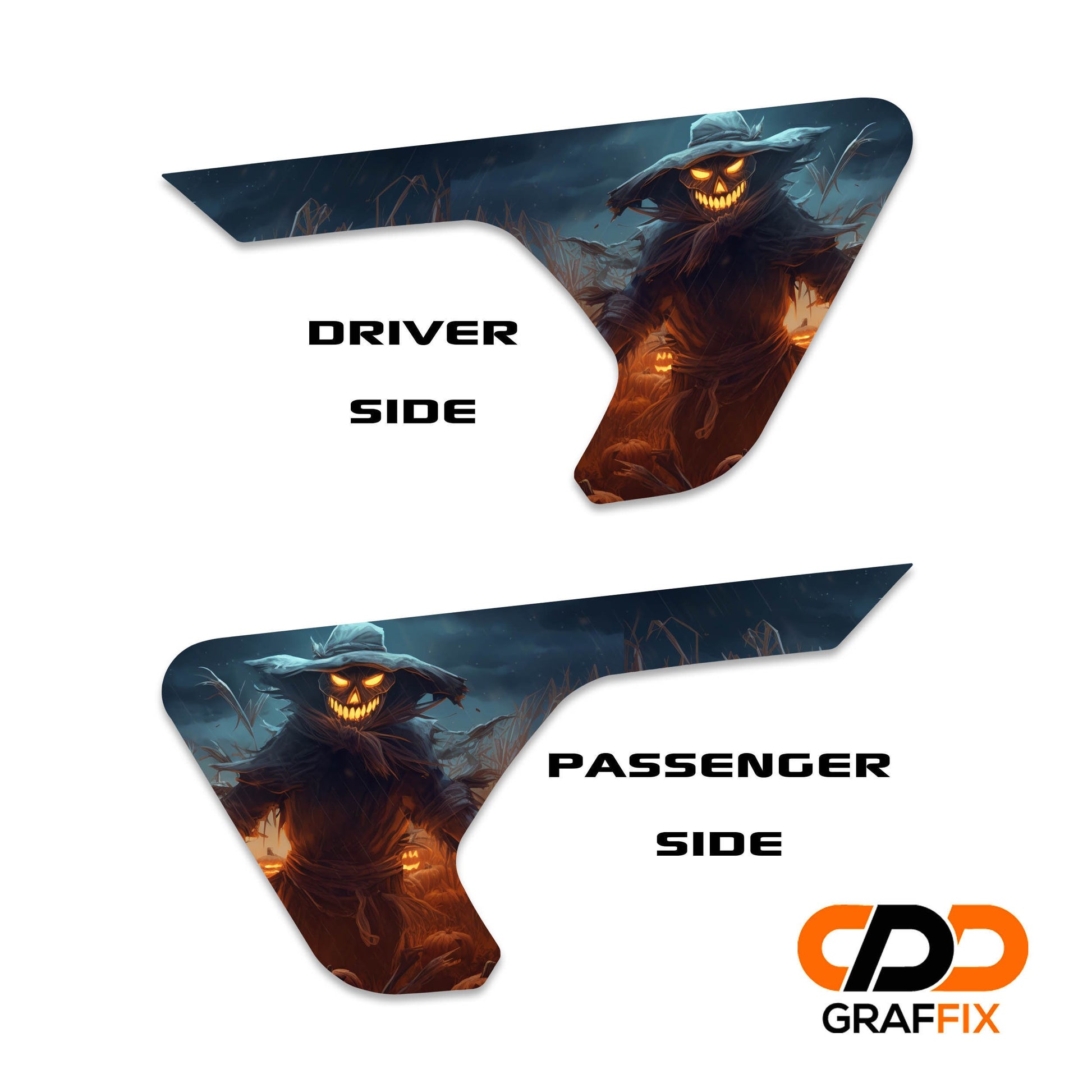 Spooky Scarecrow 2pc Vinyl Fender Decal Set - Fits Jeep Wrangler JL/Jeep Gladiator JT 2018+