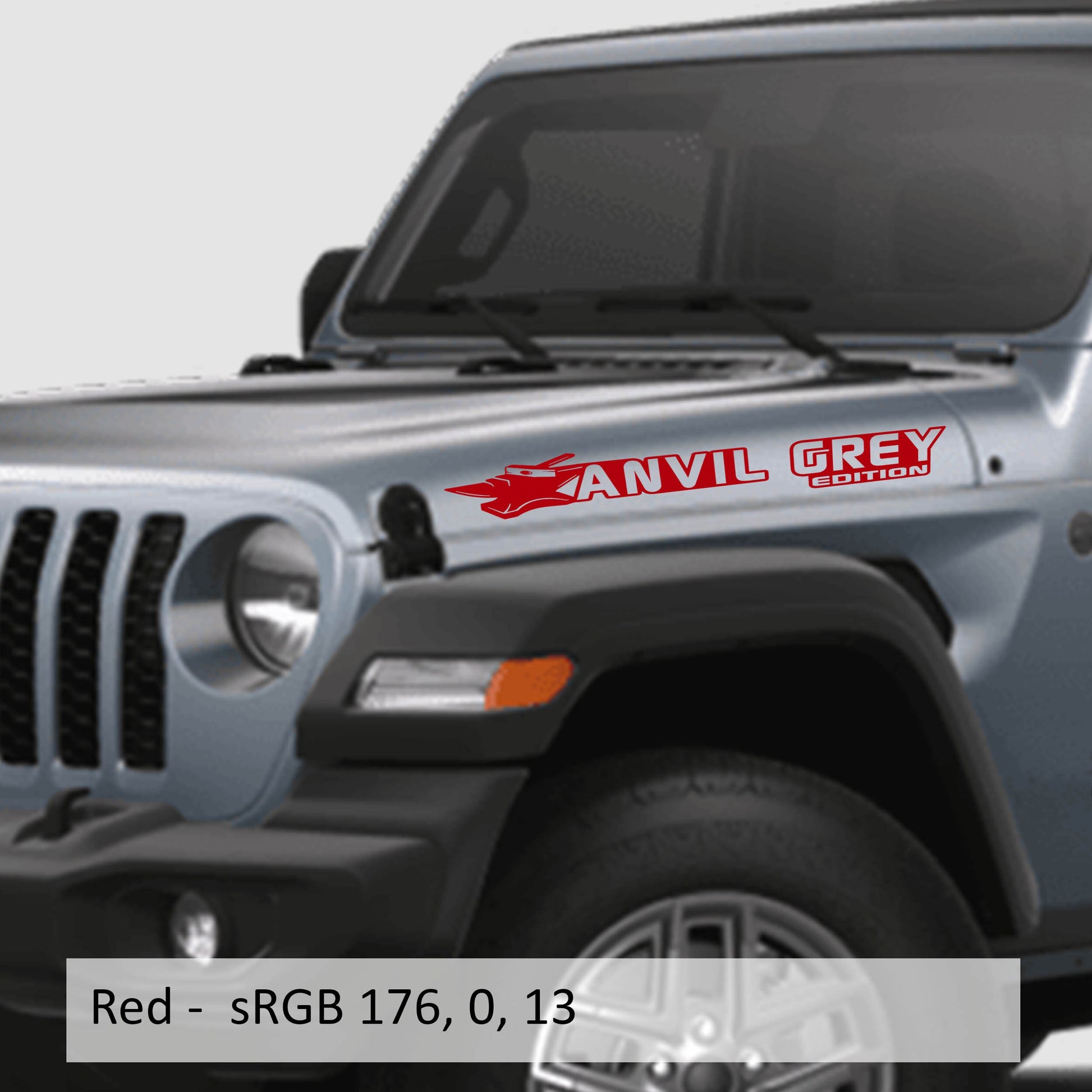 Anvil Grey Edition Vinyl Transfer Hood Decals, Custom Off-Road Graphics for Jeep Wrangler JL and Gladiator JT, Durable Unique Design
