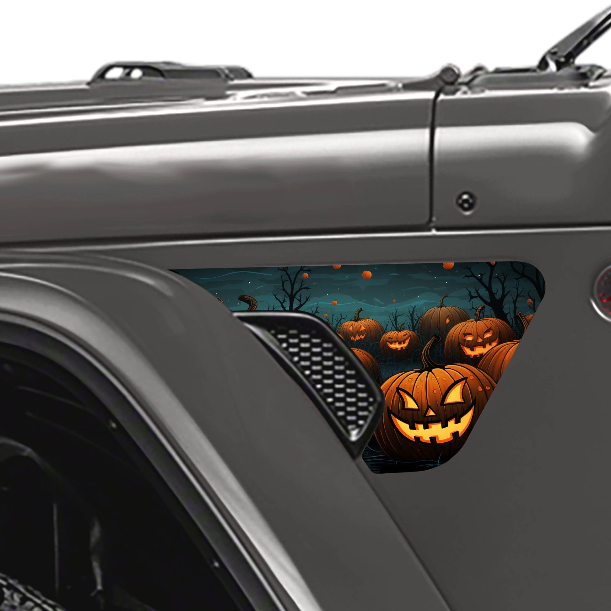 Halloween Pumpkin Patch 2pc Vinyl Fender Decal Set - Fits Jeep Wrangler JL/Jeep Gladiator JT 2018+