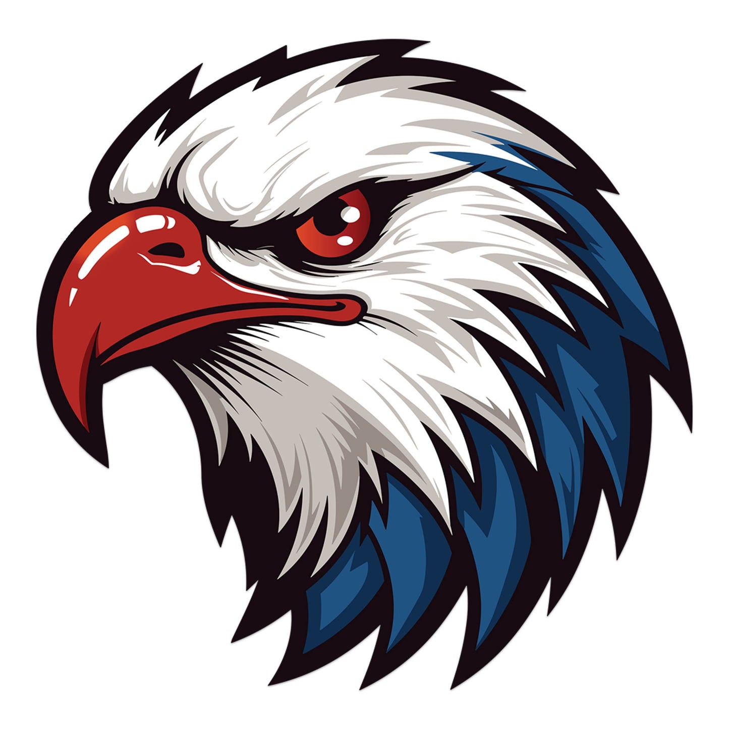 Red White & Blue Bald Eagle Head Waterproof Vinyl Sticker Patriotic Design for Cars Windows Laptops Durable Graphic