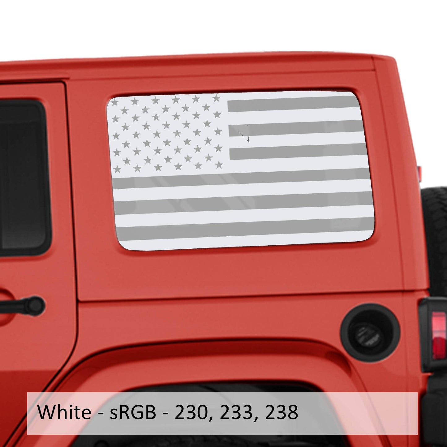 American Flag JKU Hardtop Window Decal Set - Fits Jeep Wrangler JKU 2007 - 2018