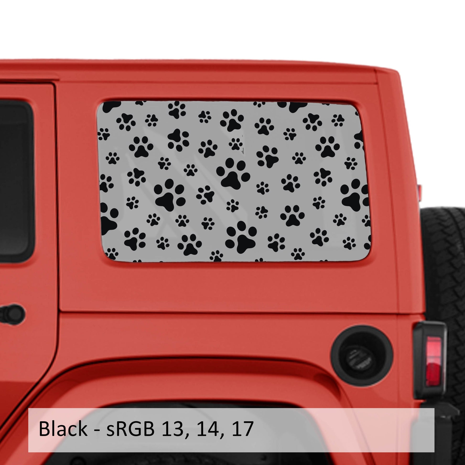 Puppy Dog Paw Print Hardtop Window Decal Set - Fits Jeep Wrangler JKU 2007 - 2018