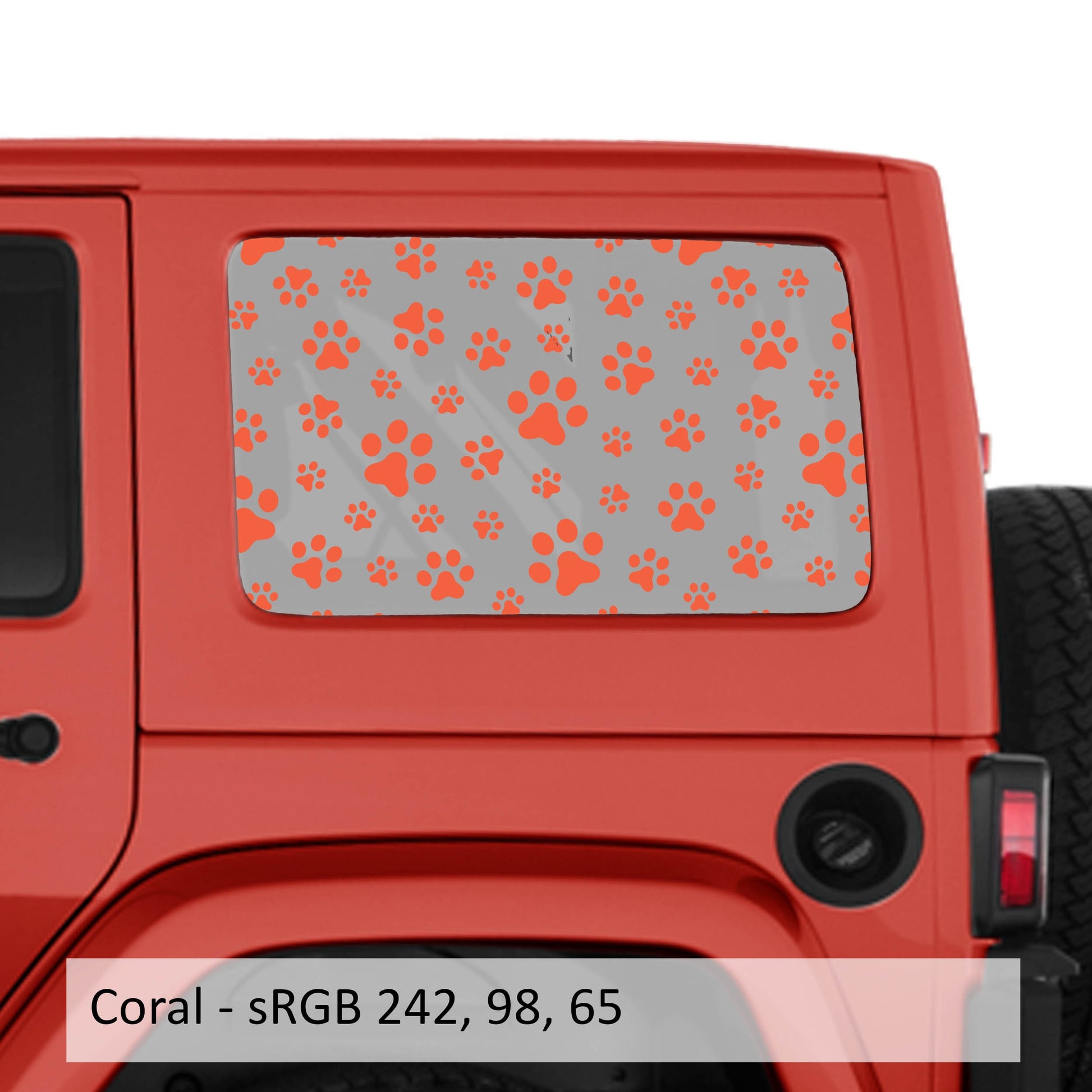 Puppy Dog Paw Print Hardtop Window Decal Set - Fits Jeep Wrangler JKU 2007 - 2018