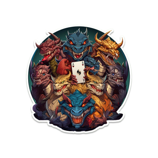 Dragons Holding Trump Card Vinyl Sticker