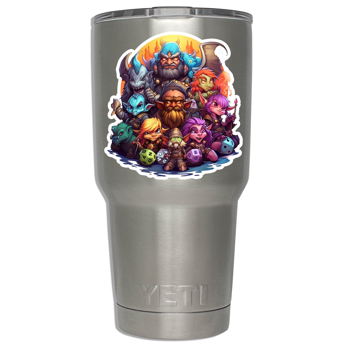 Role Playing Adventurer Characters with Dice Vinyl Sticker