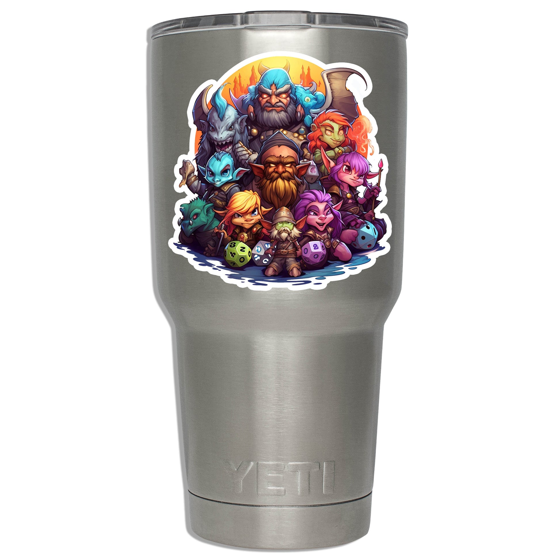 Role Playing Adventurer Characters with Dice Vinyl Sticker