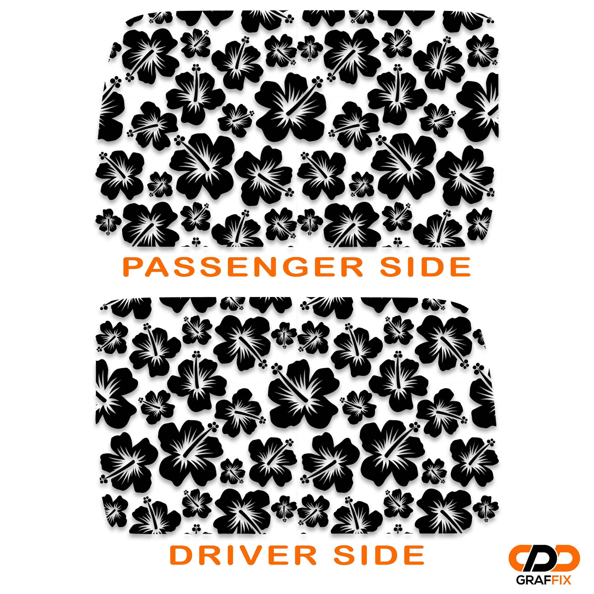 Hawaiian Hibiscus Floral Pattern Hardtop Window Decal Set - Fits Jeep Wrangler JLU 2018+