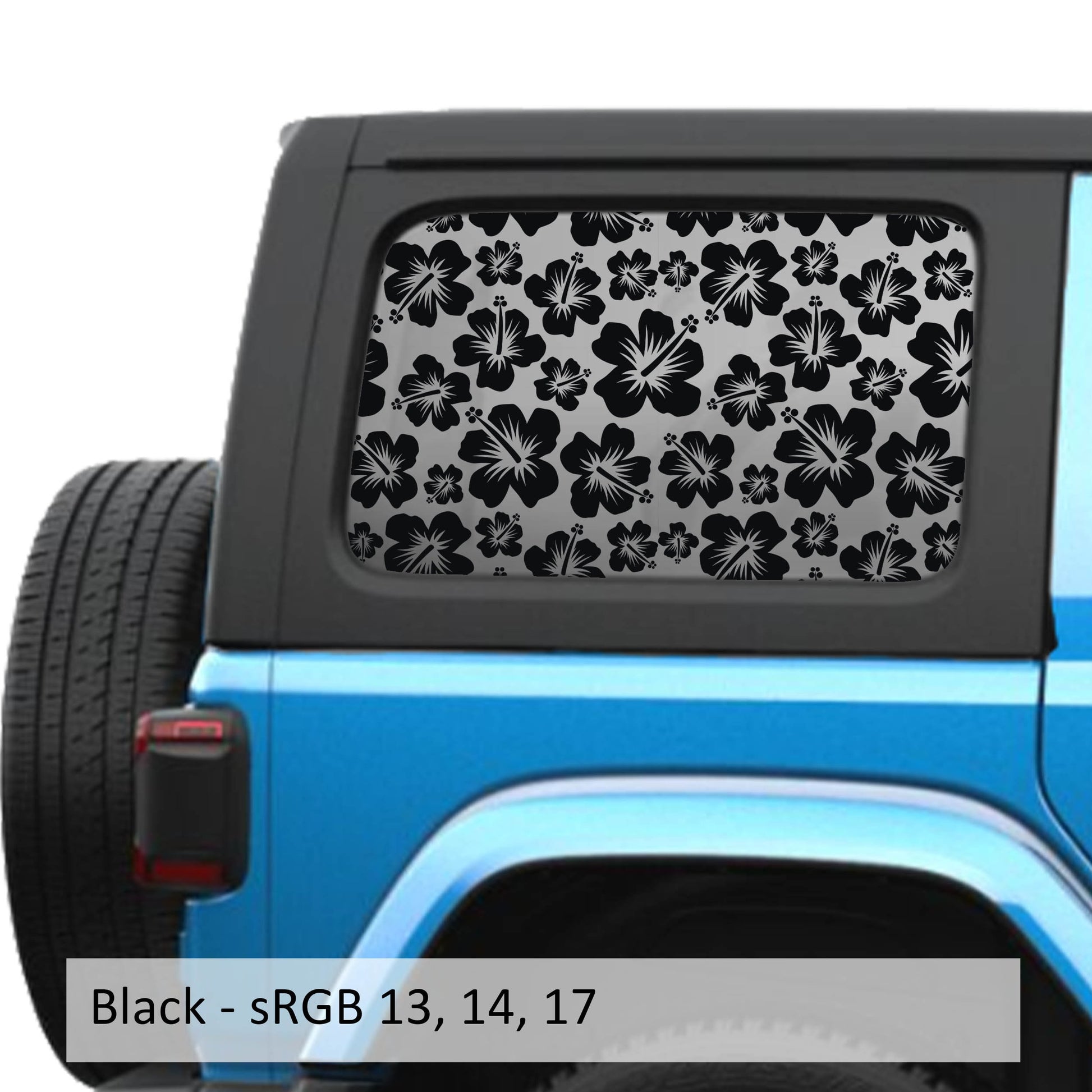 Hawaiian Hibiscus Floral Pattern Hardtop Window Decal Set - Fits Jeep Wrangler JLU 2018+