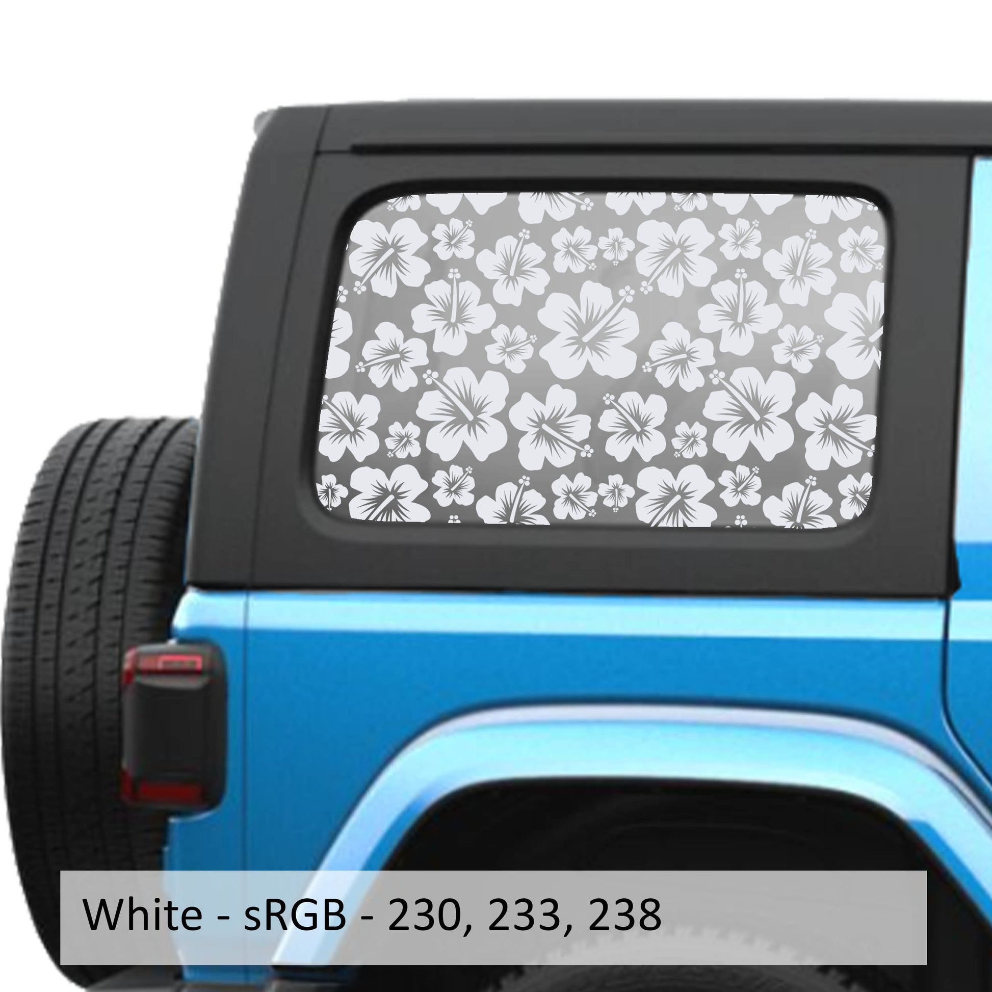 Hawaiian Hibiscus Floral Pattern Hardtop Window Decal Set - Fits Jeep Wrangler JLU 2018+
