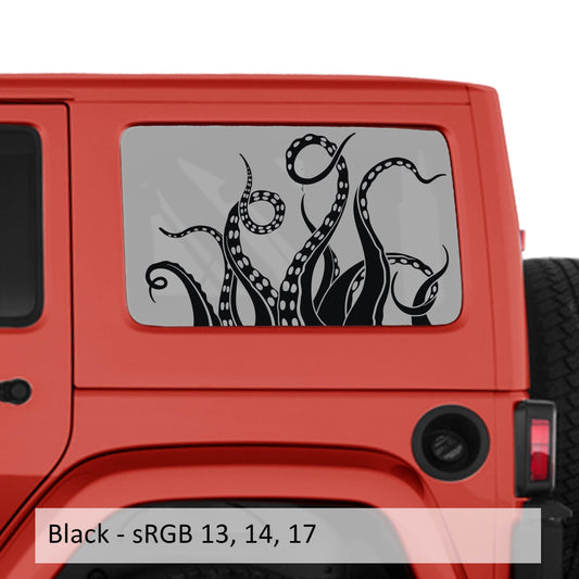 Kraken Octopus Tentacles Hardtop Window Decal Set for Jeep Wrangler JKU 2007 to 2018 Bold Custom Off-Road Design