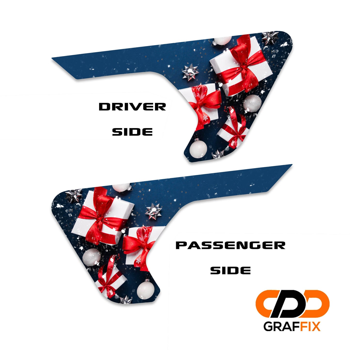 Christmas Presents 2pc Vinyl Fender Decal Set - Fits Jeep Wrangler JL/Jeep Gladiator JT 2018+