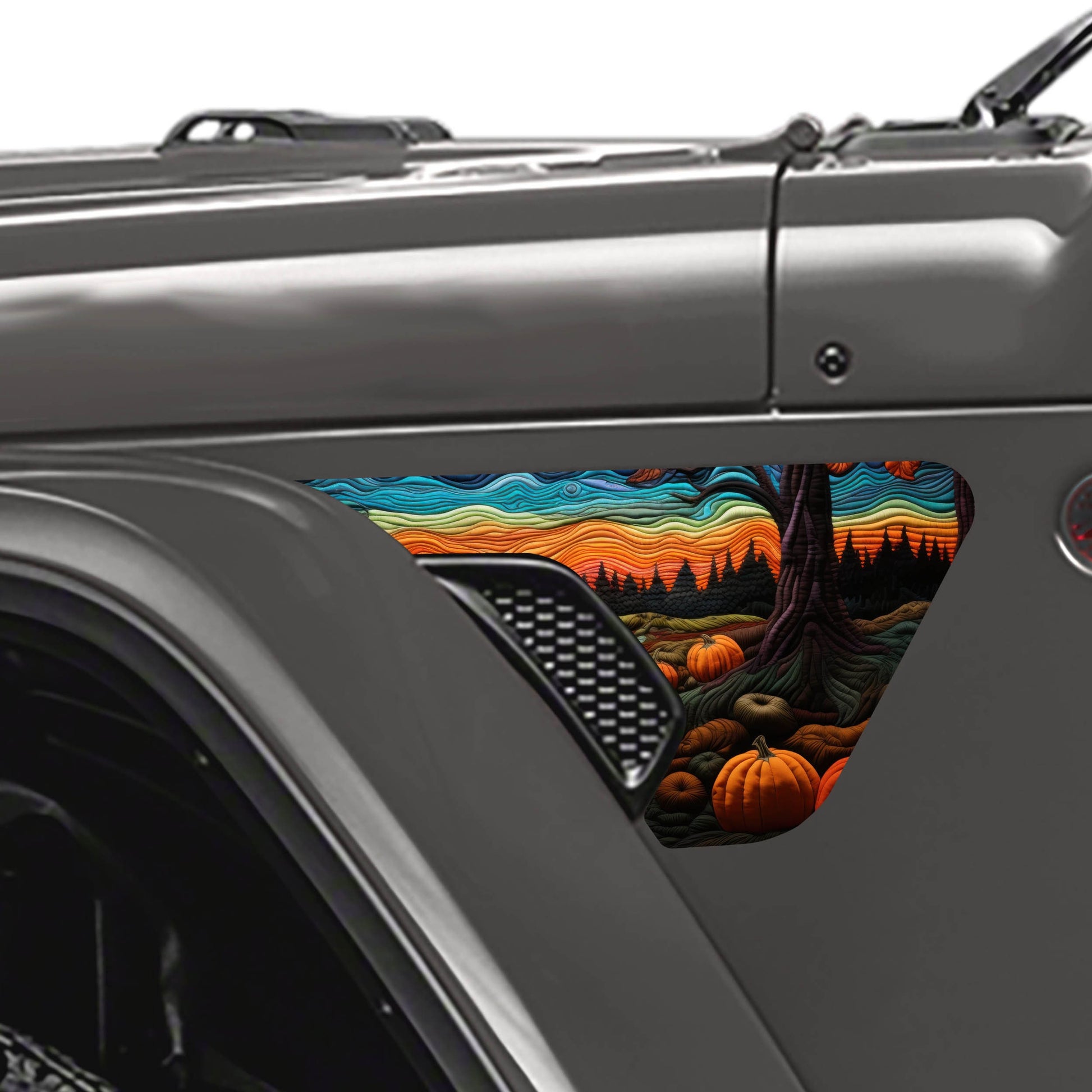 Halloween Stitched Scene 2pc Vinyl Fender Decal Set - Fits Jeep Wrangler JL/Jeep Gladiator JT 2018+