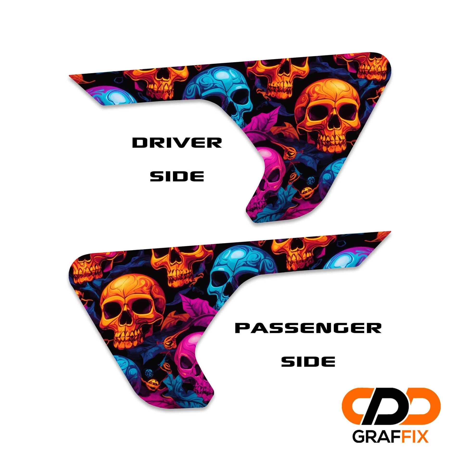 Skulls & Pumpkin 2pc Vinyl Fender Decal Set - Fits Jeep Wrangler JL/Jeep Gladiator JT 2018+