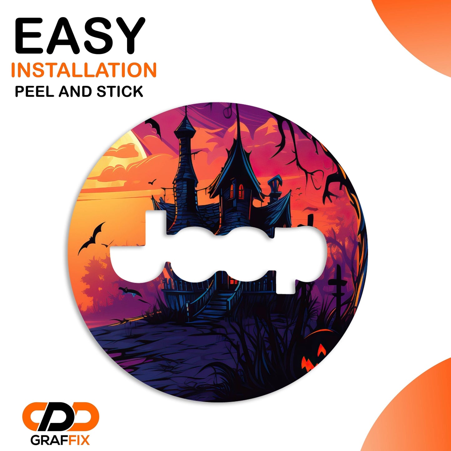 Haunted House Steering Wheel Decal Overlay Halloween Accessory for Jeep Vehicles