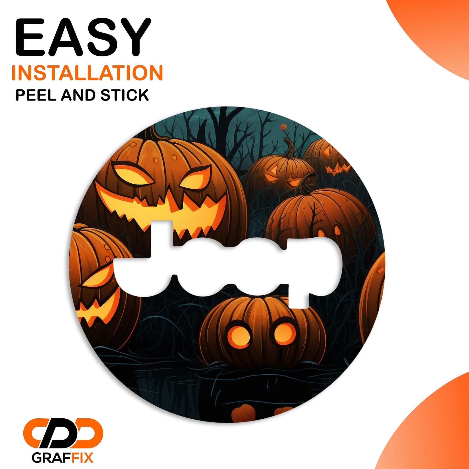 Halloween Pumpkin Patch Steering Wheel Decal Overlay Accessory for Jeep Vehicles