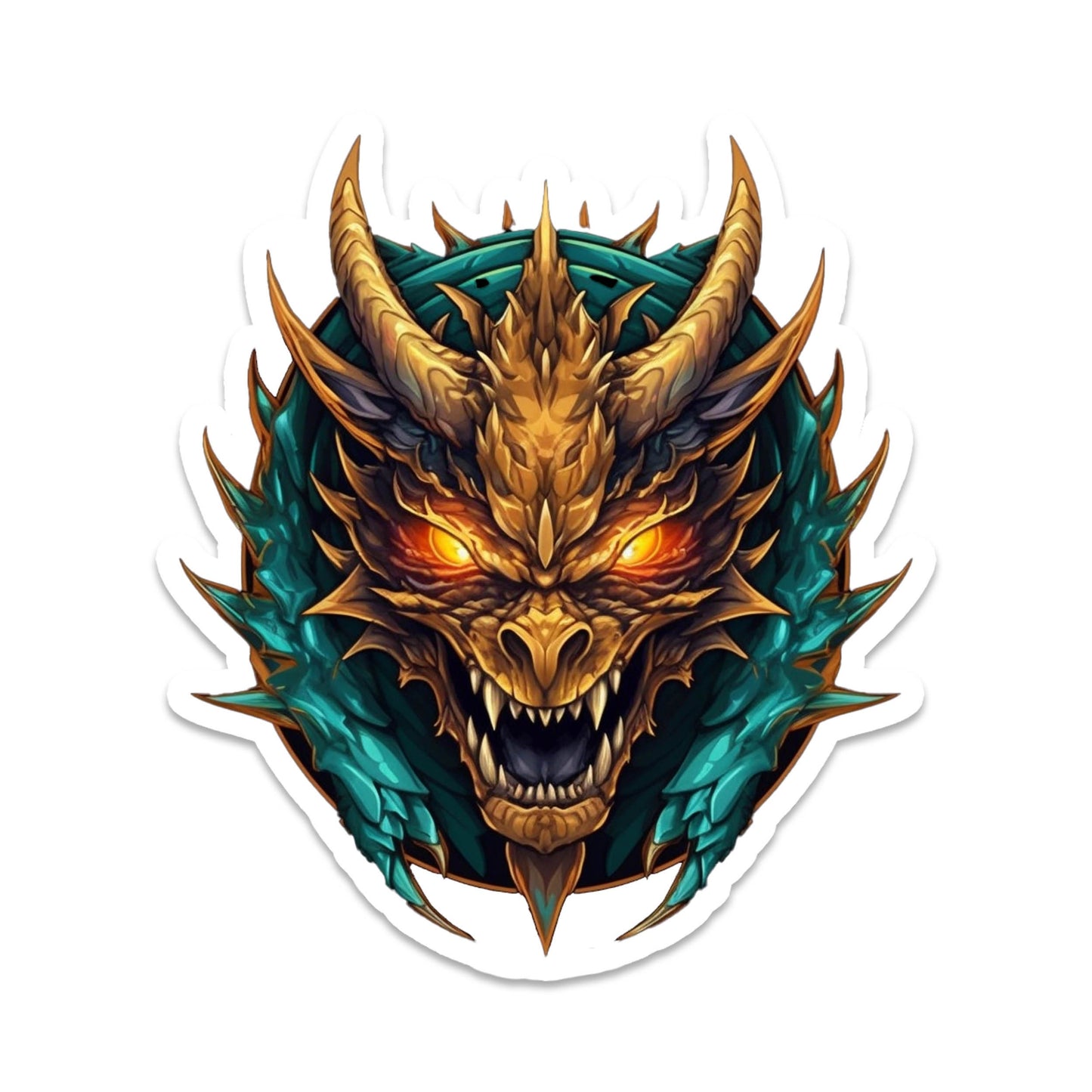 Mounted Gold Dragon Head Vinyl Sticker Fantasy RPG Decal for Water Bottle Laptop Car Tumbler DnD Gift for Dragon and Tabletop Fans